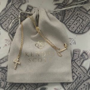 Cross Gold Pendant Necklace in White Crystal